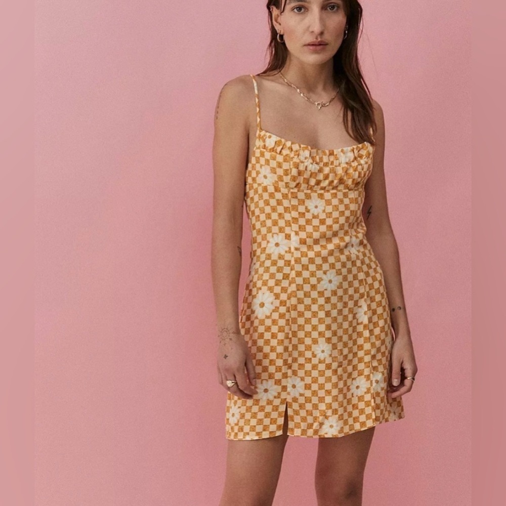 Urban Outfitters Lumi Daisy Check Print Dress
